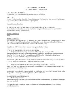 CITY OF FORT ATKINSON City Council Minutes ~ April 19, 2016