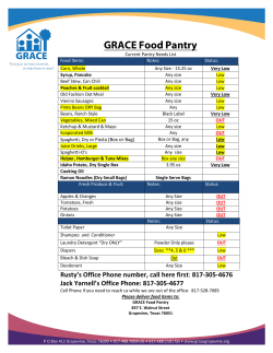 GRACE Food Pantry Needs