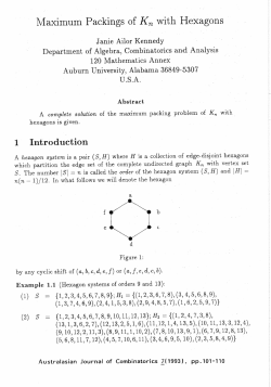 Maximum Packings of Kn with Hexagons