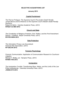 SELECTIVE ACQUISITIONS LIST January 2013 Capital Punishment