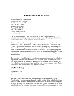 Business Organization and Tax Structure