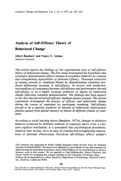 Analysis of self-efficacy theory of behavioral change