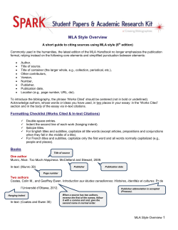 MLA Style Overview - York University Libraries