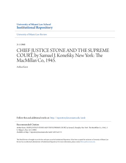 CHIEF JUSTICE STONE AND THE SUPREME COURT, by Samuel J
