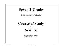 Seventh Grade Course of Study Science