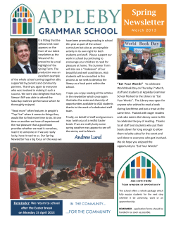 Spring Newsletter - Appleby Grammar School