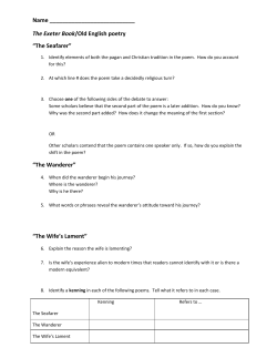 Name The Exeter Book/Old English poetry “The Seafarer” “The