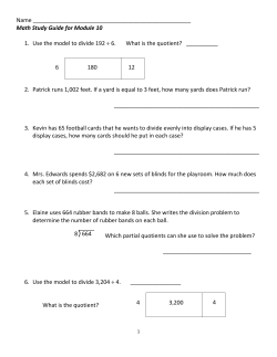 Math Study Guide for Module 10 1. Use the model