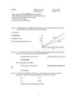 1 NAME: Midterm Exam 2 Oct. 14,1997 Chemistry 211 PAGE 1 0f 5