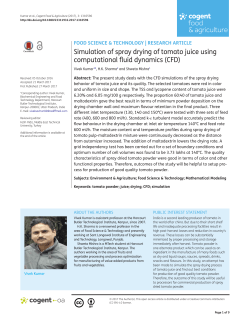 Simulation of spray drying of tomato juice using computational fluid