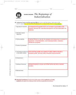 GUIDED READING The Beginnings of Industrialization