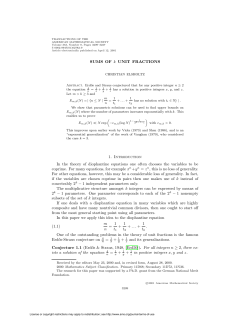 SUMS OF k UNIT FRACTIONS 1. Introduction In the theory of