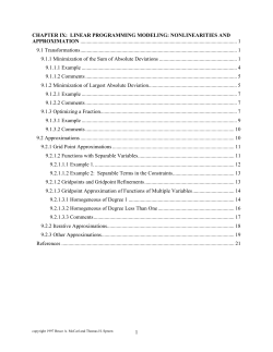 1 CHAPTER IX: LINEAR PROGRAMMING MODELING