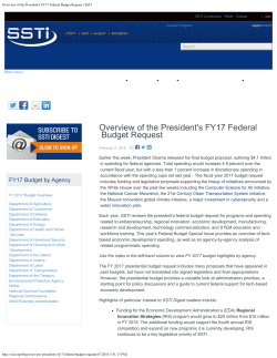 Overview of the President`s FY17 Federal Budget Request | SSTI