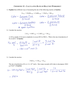 Calculating Rates of Reaction Worksheet (Solutions)