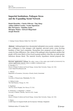 Impartial Institutions, Pathogen Stress and the Expanding Social