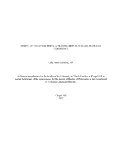 STRING OF DECAYING RUINS: A TRANSNATIONAL ITALIAN