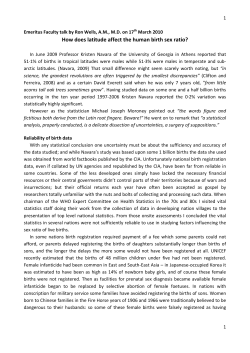 How does latitude affect the human birth sex ratio?