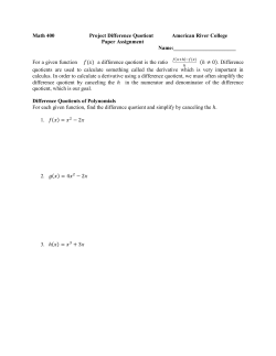 Difference Quotient Worksheet
