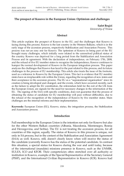 The prospect of Kosovo in the European Union: Optimism and