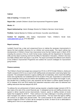 Cabinet Date of meeting: 10 October 2016 Report title: Lambeth