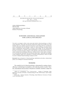 scientific and social challenges for clinical psychology