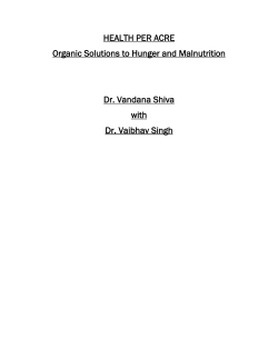 HEALTH PER ACRE Organic Solutions to Hunger and