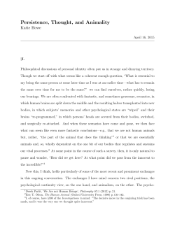 Persistence, Thought, and Animality
