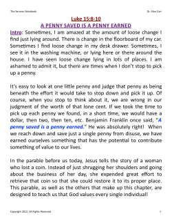 Luke 15 8-10 A Penny Saved Is A Penny Earned