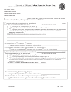 Medical Exemption Form - UCSC Student Health Center