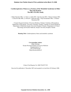 Cardiorespiratory Fitness as a Feature of the