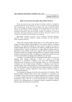 Satenik SAROYAN HOW TO TEACH VOCABULARY EFFECTIVELY