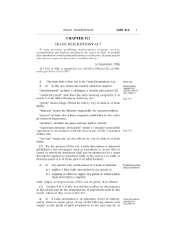 Trade Description Act, ACT XXII of 1986, as amended by