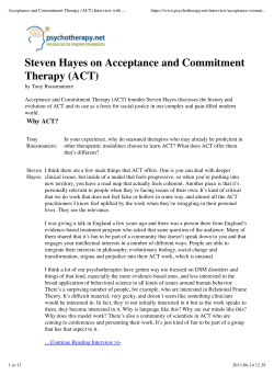 Acceptance and Commitment Therapy (ACT