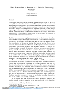 Class Formation in Sweden and Britain: Educating Workers