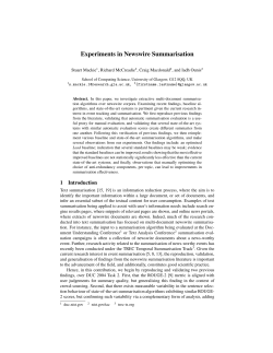 Experiments in Newswire Summarisation - Enlighten