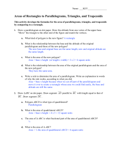 Areas of Rectangles to Parallelograms, Triangles, and