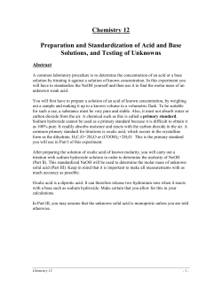 Preparing and Standardizing Acid/Base Solutions