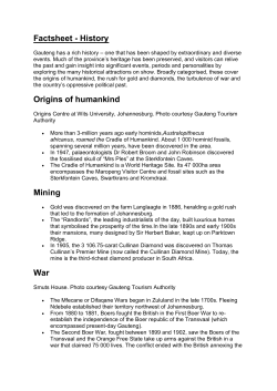 Factsheet - History Origins of humankind Mining War