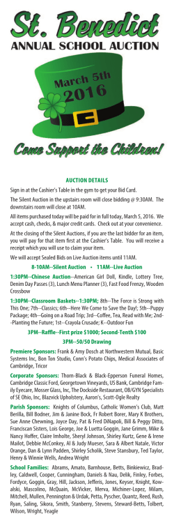 PHASE 2 SILENT AUCTION - St. Benedict Elementary School