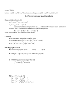 P.3 Polynomials and Special products