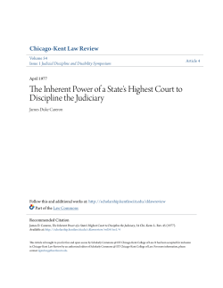 The Inherent Power of a State`s Highest Court to Discipline the