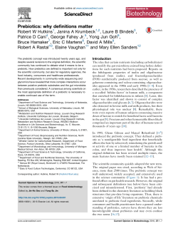 Pr ebiotics Why Definitions Matter-Science
