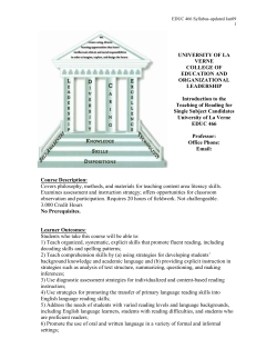 Introduction to the Teaching of Reading