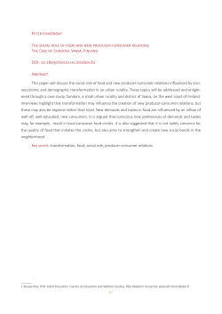 Peter Ehrstr&ouml;m1 The social role of food and new producer