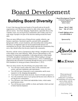 Building Board Diversity - Alberta Culture and Tourism
