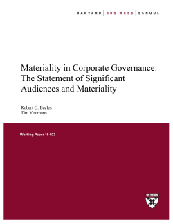 Materiality in Corporate Governance: The Statement of Significant