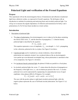 Polarized Light and verification of the Fresnel Equations