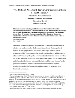 "The Thirteenth Amendment, Coercion, and `Socialism, or Some