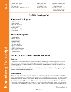 Transcript - Kellogg Investor Relations